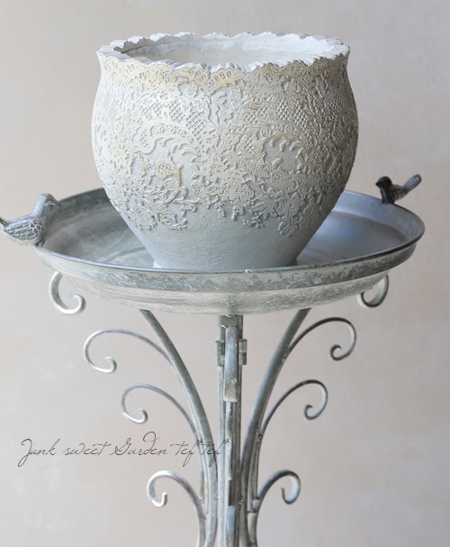 雑貨】【軽量】 セリーヌレース ジャー【アイボリー・ゴールド】 | 鉢