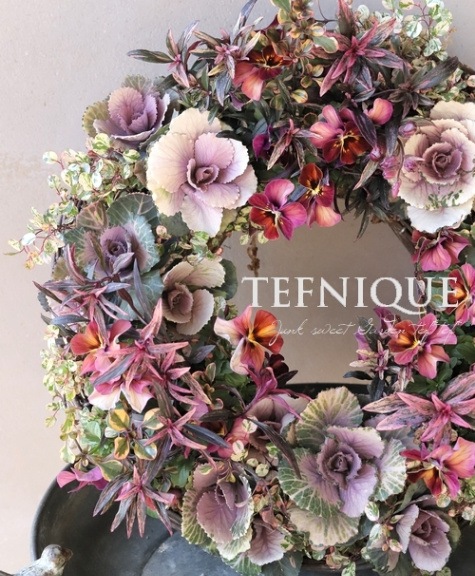 寄せ植え】-TEFNIQUE-寄せ植えリース 2023 * no.16 * 大人可愛いXmas