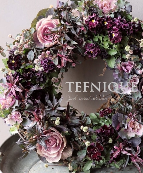 寄せ植え】-TEFNIQUE-寄せ植えリース 2023 * no.18 * 大人可愛いシック