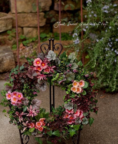 tef*tef*寄せ植え<BR>* no.82 *<BR>大人ピンク色リース | 寄せ植え