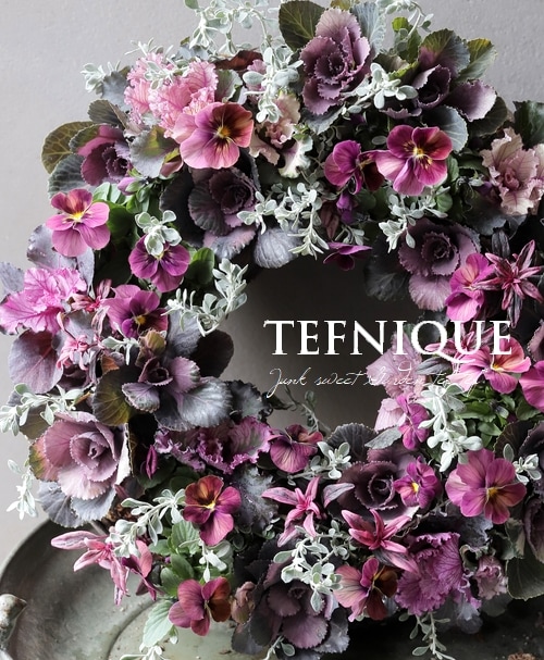 寄せ植え】-TEFNIQUE-寄せ植えリース 2024 * no.26 * 大人可愛い冬景色