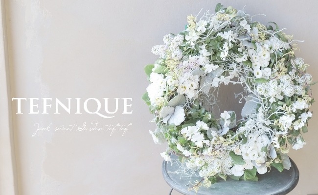 寄せ植え】-TEFNIQUE-寄せ植えリース 2023 * no.03 * ホワイト 