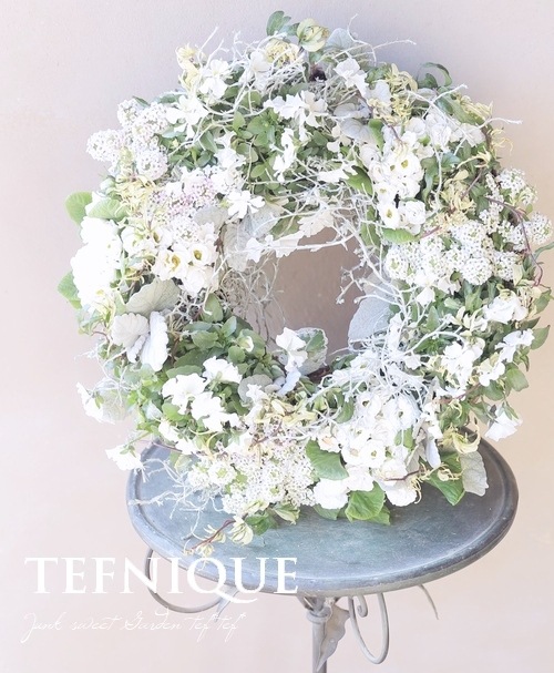 寄せ植え】-TEFNIQUE-寄せ植えリース 2023 * no.03 * ホワイト