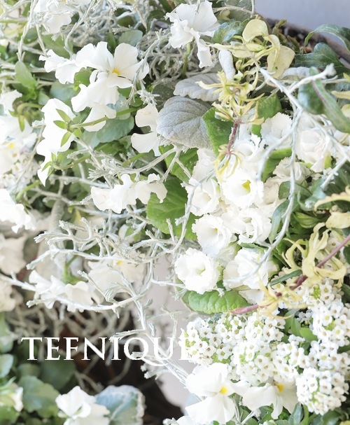 寄せ植え】-TEFNIQUE-寄せ植えリース 2023 * no.03 * ホワイト