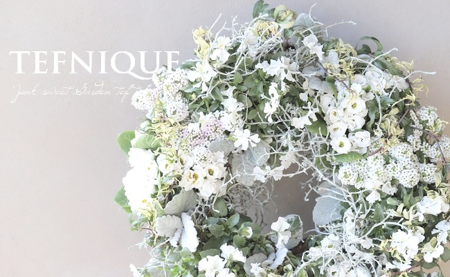 寄せ植え】-TEFNIQUE-寄せ植えリース 2023 * no.03 * ホワイト