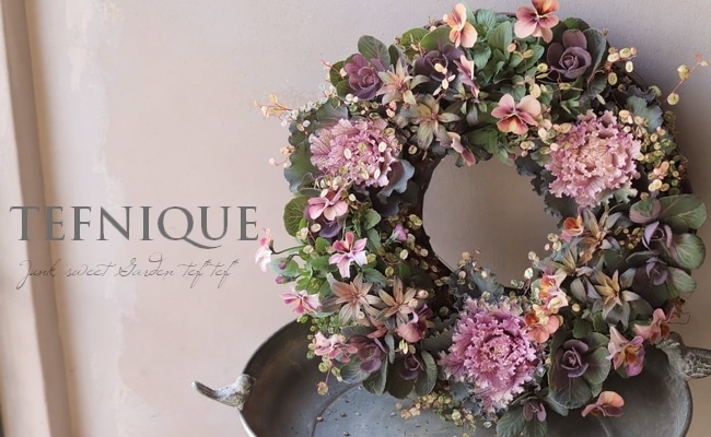 寄せ植え】 -TEFNIQUE-寄せ植えリース 2025 * no.8 * 大人可愛い