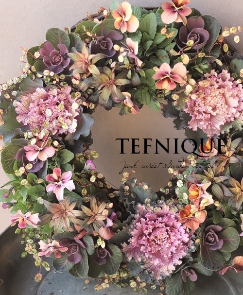 フレンチリース 寄せ植え】 -TEFNIQUE-寄せ植えリース 2025 * no.8 * 大人可愛い