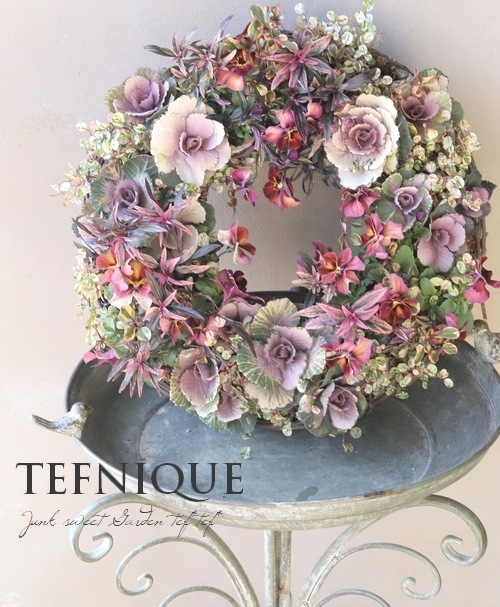 No.361　リース　寄せ植え 寄せ植え】-TEFNIQUE-寄せ植えリース 2023 * no.16 * 大人可愛いXmas