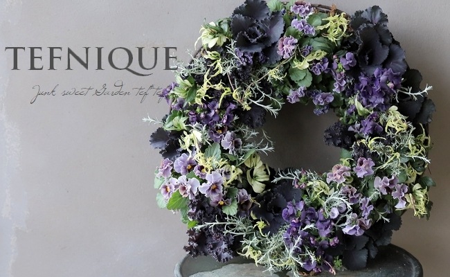 寄せ植え】-TEFNIQUE-寄せ植えリース 2022 * no.07 * 森照らす冬の月光