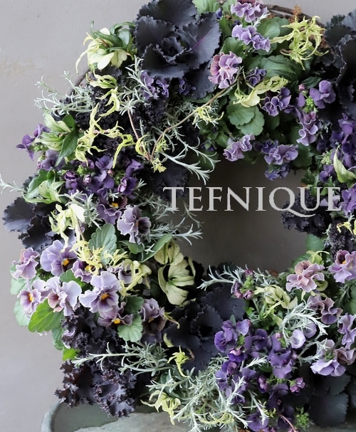 寄せ植え】-TEFNIQUE-寄せ植えリース 2022 * no.07 * 森照らす冬の月光