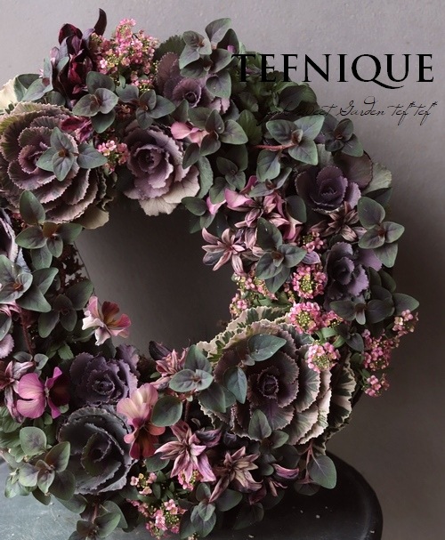 TEFNIQUE-寄せ植えリース 2020 * no.57 * シックなアンティークリース