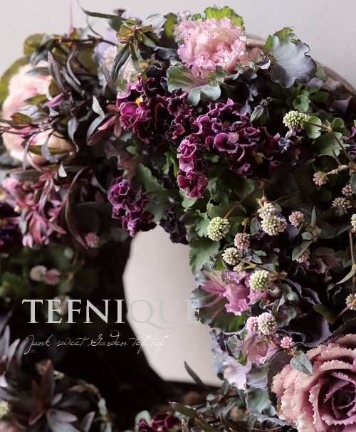 寄せ植え】-TEFNIQUE-寄せ植えリース 2023 * no.18 * 大人可愛いシック