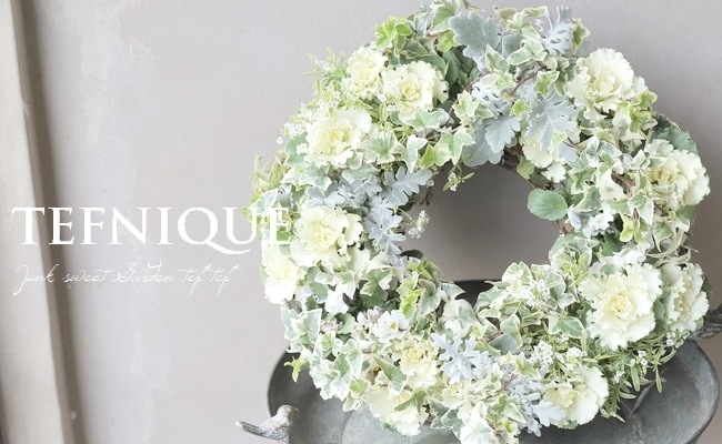 寄せ植え】-TEFNIQUE-寄せ植えリース 2023 * no.19 * ホワイトXmasの