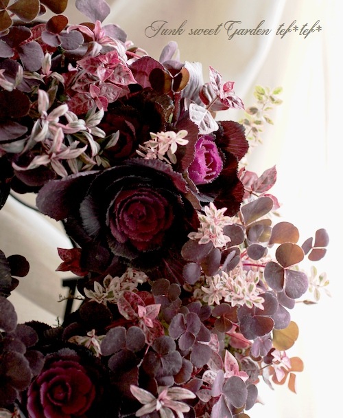 tef*tef*寄せ植えリース<BR>2014 * no.51 *<BR><BR>『葉牡丹ベルサイユ