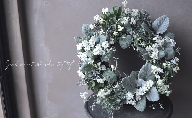 tef*tef*寄せ植えリース 2017 * no.32 * 『香水の香りのホワイト