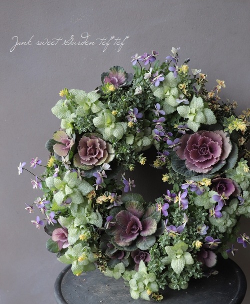 tef*tef*寄せ植えリース 2017 * no.33 * 『みもとビオラ・シュシュの