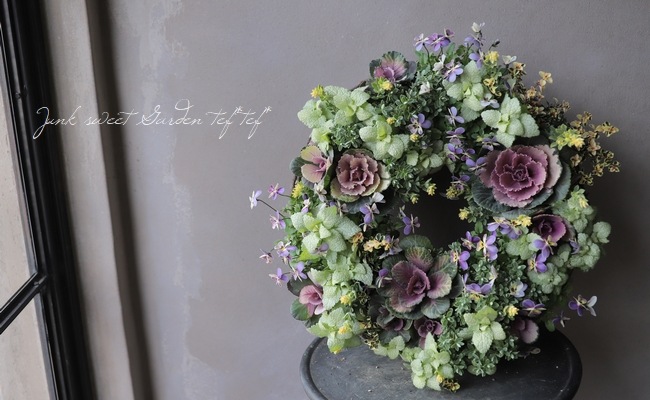 tef*tef*寄せ植えリース 2017 * no.33 * 『みもとビオラ・シュシュの