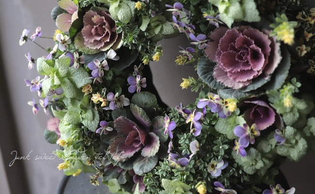 tef*tef*寄せ植えリース 2017 * no.33 * 『みもとビオラ・シュシュの