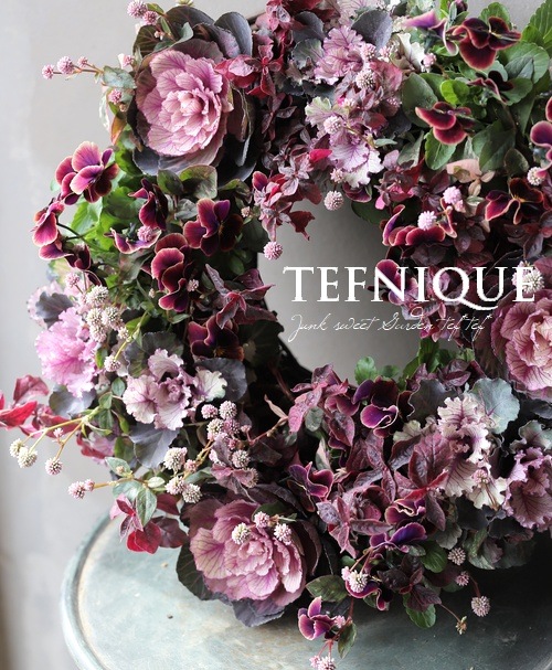 寄せ植え】-TEFNIQUE-寄せ植えリース 2022 * no.08 * 大人ムード