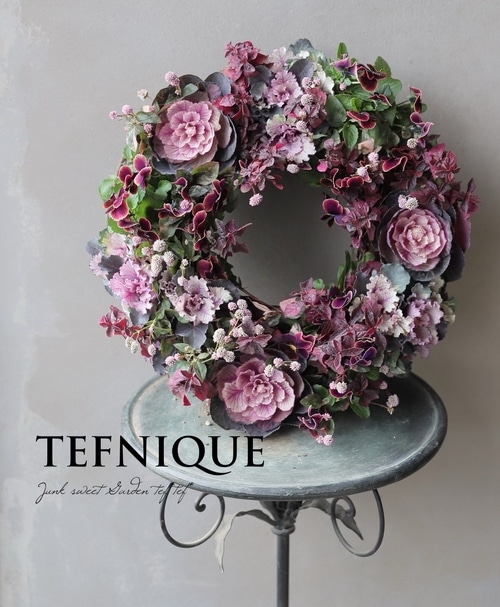 寄せ植え】-TEFNIQUE-寄せ植えリース 2022 * no.08 * 大人ムードな