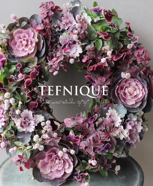 寄せ植え】-TEFNIQUE-寄せ植えリース 2022 * no.08 * 大人ムードな