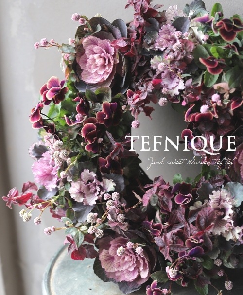 寄せ植え】-TEFNIQUE-寄せ植えリース 2022 * no.08 * 大人ムードな