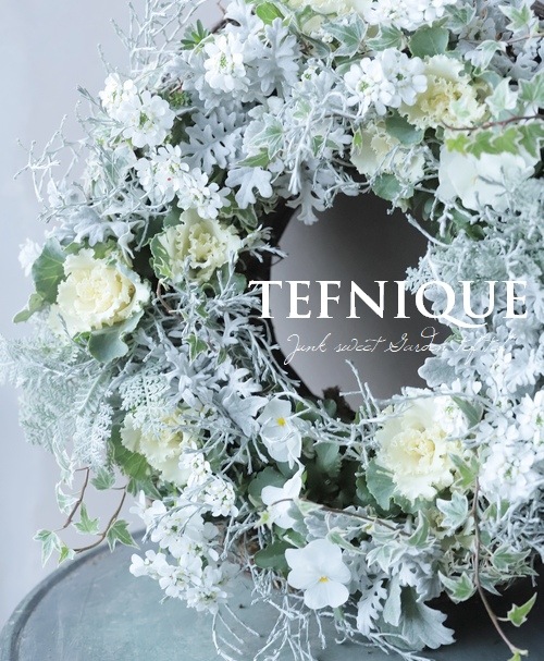 寄せ植え】 -TEFNIQUE-寄せ植えリース 2021 * no.11 * ホワイトXmasの