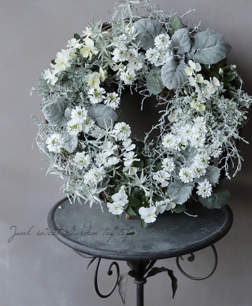 tef*tef*寄せ植えリース 2018 * no.35 * 『香水の香りのホワイト