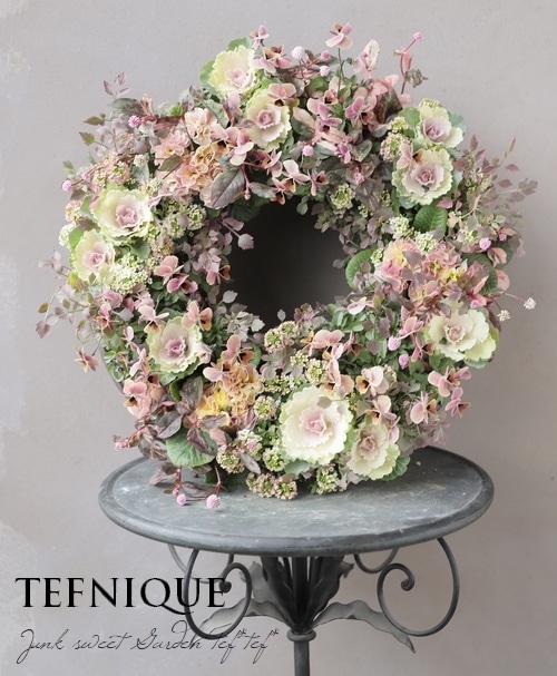 TEFNIQUE-寄せ植えリース 2019 * no.116 * エレガンスなピンクリース