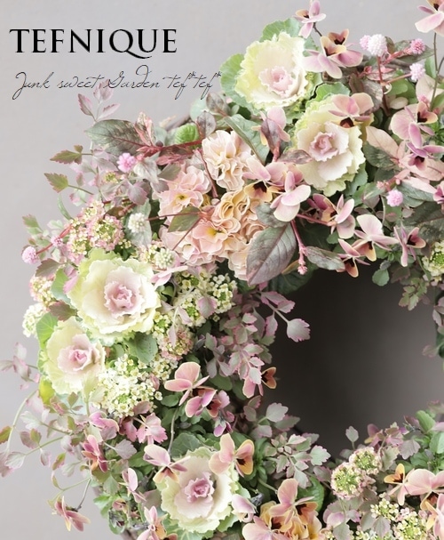 TEFNIQUE-寄せ植えリース 2019 * no.116 * エレガンスなピンクリース