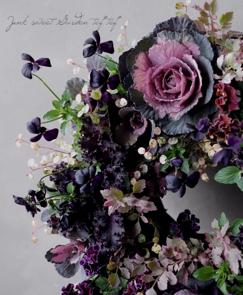 tef*tef*寄せ植えリース 2018 * no.47 * 『ブラックビオラの大人リース