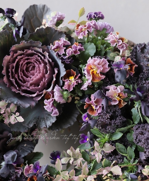 tef*tef*寄せ植えリース 2018 * no.47 * 『ブラックビオラの大人リース