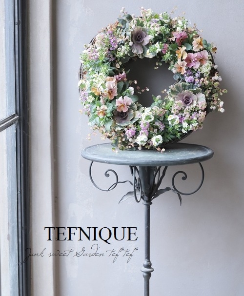 TEFNIQUE-寄せ植えリース 2020 * no.49 * お花いっぱいの森リース