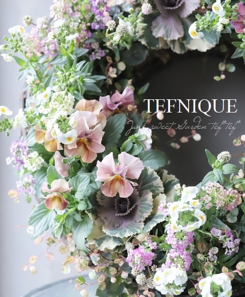 TEFNIQUE-寄せ植えリース 2020 * no.49 * お花いっぱいの森リース