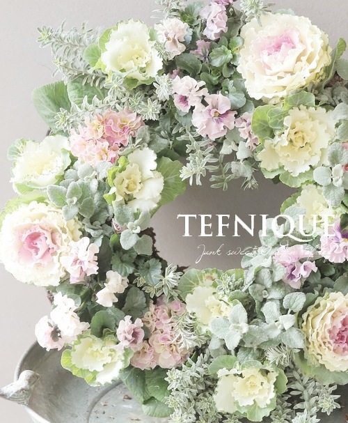 No.361　リース　寄せ植え 寄せ植え】 -TEFNIQUE-寄せ植えリース 2024 * no.30 * 大人可愛いさび