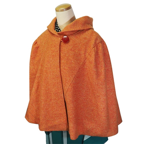 遊シリーズ_ケープコート（オレンジ・ツイード） | アウター,ケープ