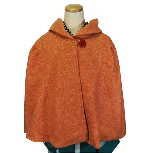 遊シリーズ_ケープコート（オレンジ・ツイード） | アウター,ケープ