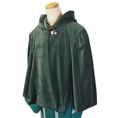 遊シリーズ_ケープコート（グリーン・別珍） | アウター,ケープコート