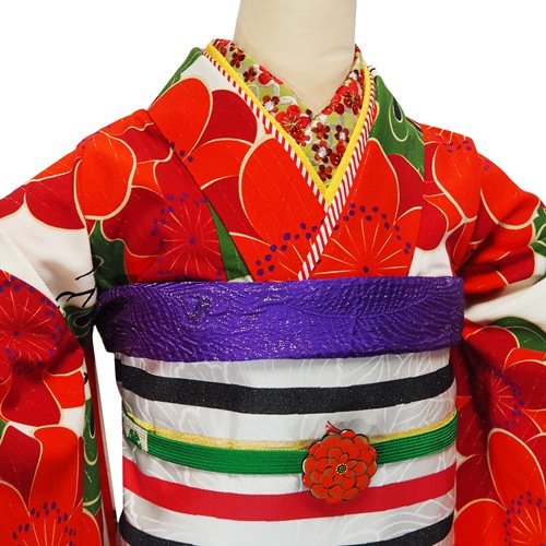 超豪華一点もの三味線長袋・縫い目無し・正絹・振袖♪手描き梅 プレミアム古典 赤 吉澤織物/最高級金彩手描友禅 柄小さめ 清楚 南琴奈