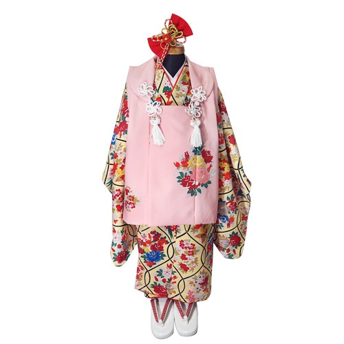 七五三 三歳 女児 被布着物フルセット 半衿伊達襟付き 花ひめ NO37018