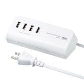 [ACA-IP53W] マグネット付USB充電器(USB4ポート・ホワイト)|電源関連(OAファニチャー・アクセサリ)|OAファニチャー・アクセサリ