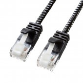 [KB-T6AME-02BKW] つめ折れ防止カテゴリ6A細径メッシュLANケーブル(ブラック&ホワイト・2m)|LAN(OAファニチャー・アクセサリ)|OAファニチャー・アクセサリ