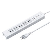 [TAP-F27-5KP] 電源タップ(2極抜け止めタイプ・7個口・5m)一括集中スイッチ、マグネット、雷ガード、専用コンセントキャップ付き|電源関連(OAファニチャー・アクセサリ)|OAファニチャー