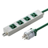 [TAP-HPM4-1G] 医用接地プラグ付き電源タップ(3P・4個口・グリーン・1m)|電源関連(OAファニチャー・アクセサリ)|OAファニチャー・アクセサリ
