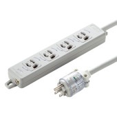 [TAP-HPM4-1W] 医用接地プラグ付き電源タップ(3P・4個口・グレー・1m)|電源関連(OAファニチャー・アクセサリ)|OAファニチャー・アクセサリ