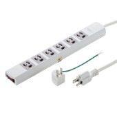 [TAP-SP36MG-3] 抜け止めタイプ一括集中スイッチ付き&ブレーカー内蔵のマグネット付き雷ガードタップ(3P・6個口・3m・ホワイト)|電源関連(OAファニチャー・アクセサリ)|OAファニチャ