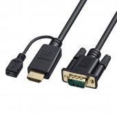 [KM-HD24V10] HDMI-VGA変換アダプタケーブル(ブラック・1m)|その他(OAファニチャー・アクセサリ)|OAファニチャー・アクセサリ