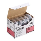 [SC12R-5P] テプラPROテープカートリッジ 12mm エコパック(5個入) カラーラベル(パステル) 赤/黒文字|ラベルライター|文具・オフィス機器