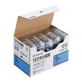 [SC6B-5P] テプラPROテープカートリッジ 6mm エコパック(5個入) カラーラベル(パステル) 青/黒文字|ラベルライター|文具・オフィス機器