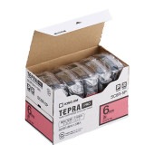 [SC6R-5P] テプラPROテープカートリッジ 6mm エコパック(5個入) カラーラベル(パステル) 赤/黒文字|ラベルライター|文具・オフィス機器